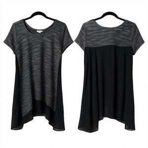 NEW Whimsygoth Aeropostale Top Black Knit Flowy Sheer Back Witchy Size L
